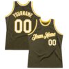 Custom Olive White-Gold Authentic Throwback Salute To Service Basketball Jersey