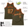 Custom Olive Camo Orange-Black Authentic Throwback Salute To Service Basketball Jersey