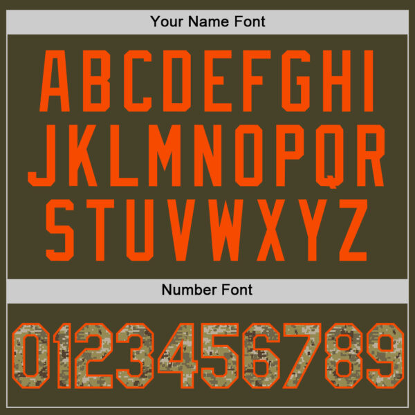 Custom Olive Camo Orange-Black Authentic Throwback Salute To Service Basketball Jersey