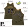 Custom Olive Navy-Old Gold Authentic Throwback Salute To Service Basketball Jersey