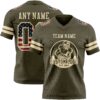 Custom Olive Vintage USA Flag-Cream Authentic Salute To Service Football Jersey