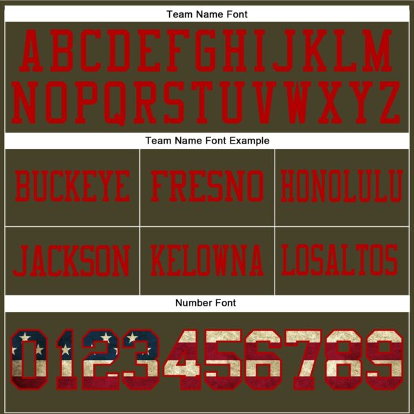 Custom Olive Vintage USA Flag-Red Authentic Salute To Service Football Jersey