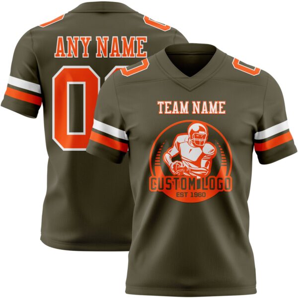 Custom Olive Orange-White Authentic Salute To Service Football Jersey