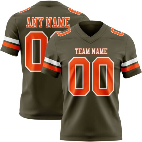 Custom Olive Orange-White Authentic Salute To Service Football Jersey
