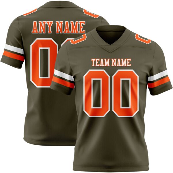 Custom Olive Orange-White Authentic Salute To Service Football Jersey