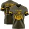 Olive0388-1 Custom Olive Black-Gold Authentic Salute To Service Football Jersey