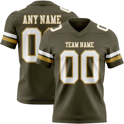 Olive0389 Custom Olive White-Old Gold Authentic Salute To Service Football Jersey