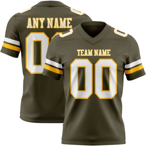 Olive0390 Custom Olive White-Gold Authentic Salute To Service Football Jersey