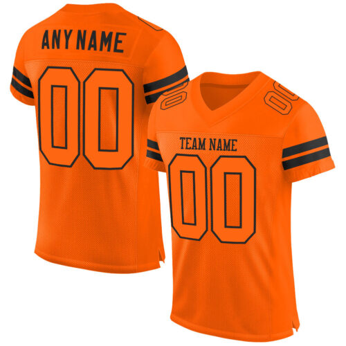 Orange0135 Custom Orange Orange-Black Mesh Authentic Football Jersey