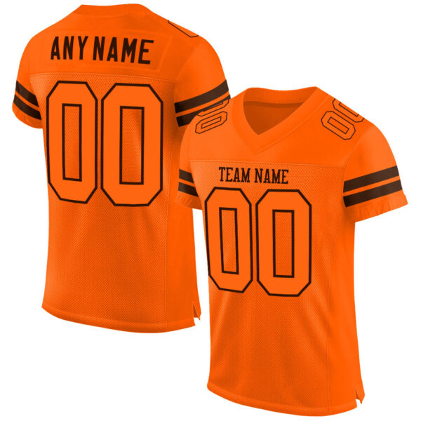Orange0136 Custom Orange Orange-Brown Mesh Authentic Football Jersey