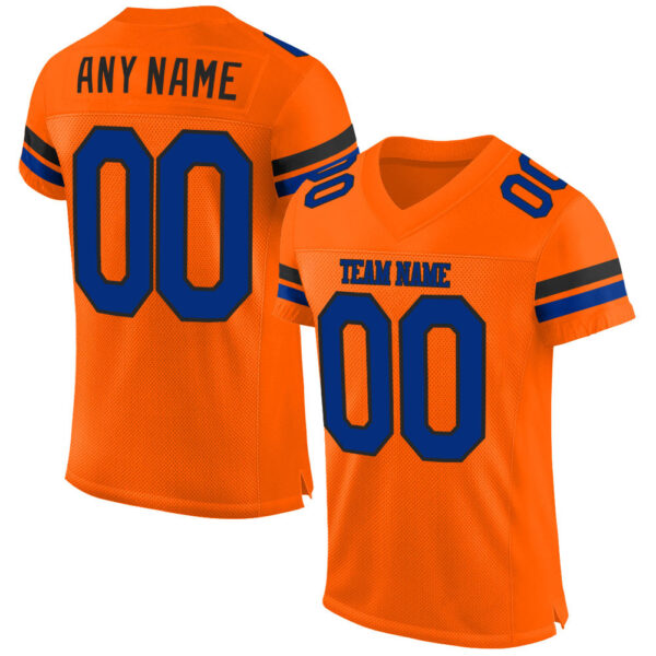 Orange0138 Custom Orange Royal-Black Mesh Authentic Football Jersey