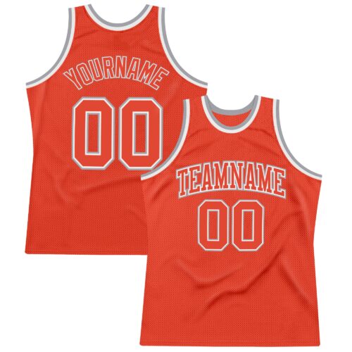Orange0220 Custom Orange Orange-Gray Authentic Throwback Basketball Jersey