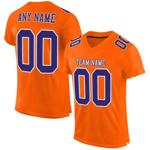 Orange0249 Custom Orange Purple-White Mesh Authentic Football Jersey