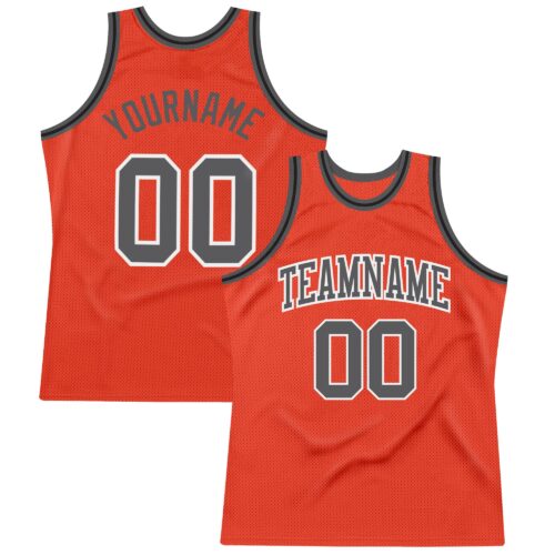 Orange0269 Custom Orange Steel Gray-Black Authentic Throwback Basketball Jersey