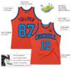 Custom Orange Blue-Navy Authentic Throwback Basketball Jersey