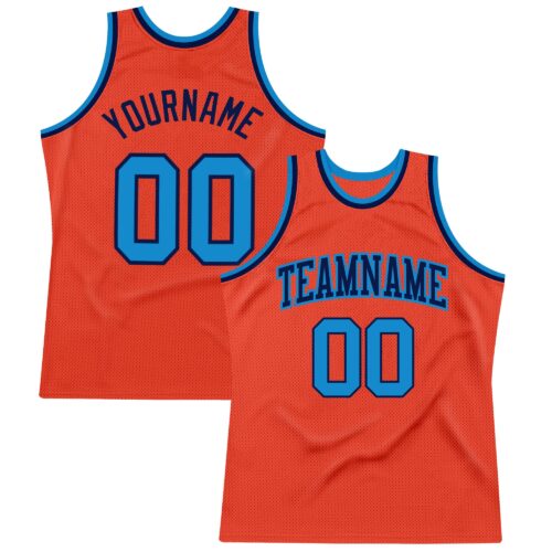 Orange0306 Custom Orange Blue-Navy Authentic Throwback Basketball Jersey