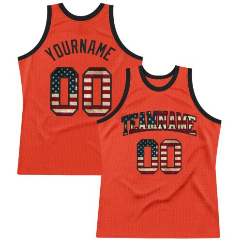 Orange0308 Custom Orange Vintage USA Flag-Black Authentic Throwback Basketball Jersey