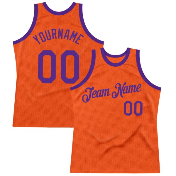 Custom Orange Purple Authentic Throwback Basketball Jersey