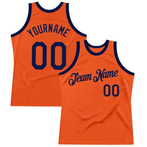 Custom Orange Navy Authentic Throwback Basketball Jersey