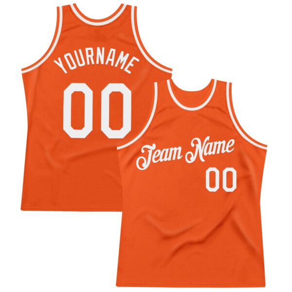 Custom Orange White Authentic Throwback Basketball Jersey