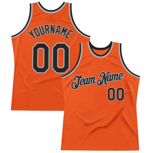 Custom Orange Black-Gray Authentic Throwback Basketball Jersey