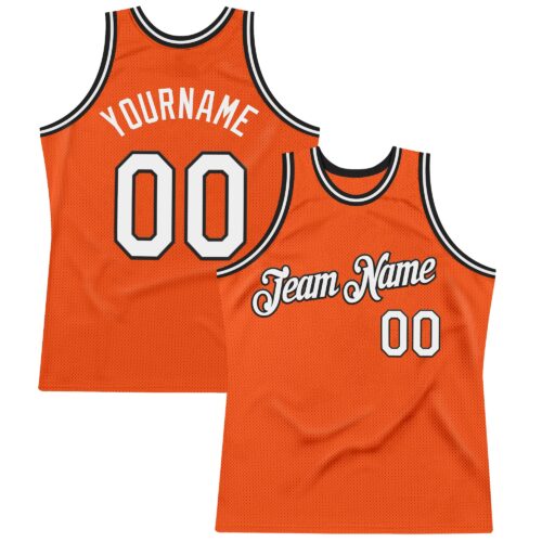 Orange0549 Custom Orange White-Black Authentic Throwback Basketball Jersey