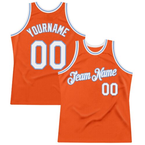 Orange0550 Custom Orange White-Light Blue Authentic Throwback Basketball Jersey