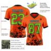 Custom Orange Neon Green Black-Lakes Blue 3D Pattern Splash Authentic Football Jersey