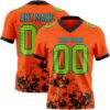 Custom Orange Neon Green Black-Lakes Blue 3D Pattern Splash Authentic Football Jersey
