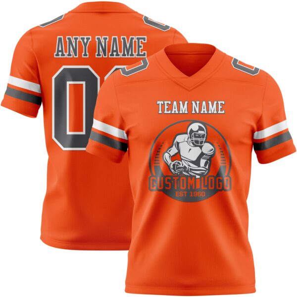 Custom Orange Steel Gray-White Authentic Football Jersey