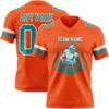 Custom Orange Teal-White Authentic Football Jersey