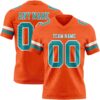Orange0564 Custom Orange Teal-White Authentic Football Jersey