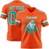 Custom Orange Aqua-White Authentic Football Jersey