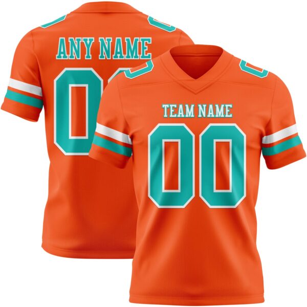 Custom Orange Aqua-White Authentic Football Jersey