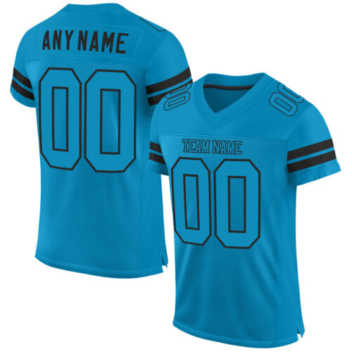 PantherBlue0016 Custom Panther Blue Panther Blue-Black Mesh Authentic Football Jersey