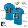 PantherBlue0035-1 Custom Panther Blue Black-White Mesh Authentic Football Jersey