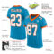 PantherBlue0053-1 Custom Panther Blue White-Orange Mesh Authentic Football Jersey