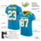 PantherBlue0054-1 Custom Panther Blue White-Gold Mesh Authentic Football Jersey