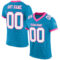 PantherBlue0055 Custom Panther Blue White-Pink Mesh Authentic Football Jersey
