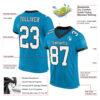 Custom Panther Blue White-Black Mesh Authentic Football Jersey