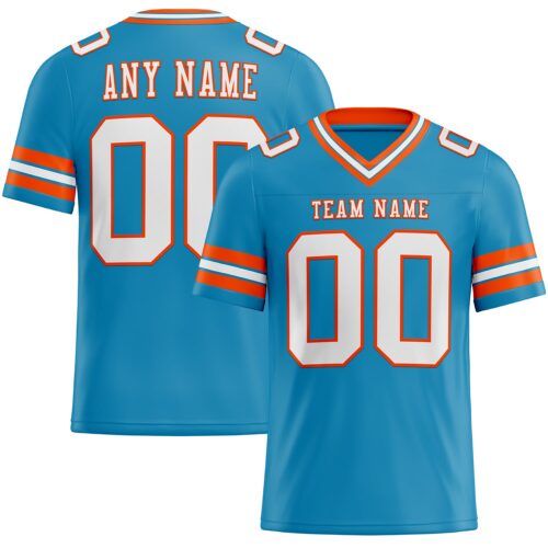 Custom Panther Blue White-Orange Authentic Football Jersey