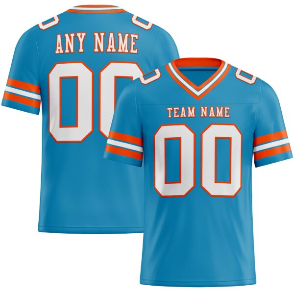 Custom Panther Blue White-Orange Authentic Football Jersey