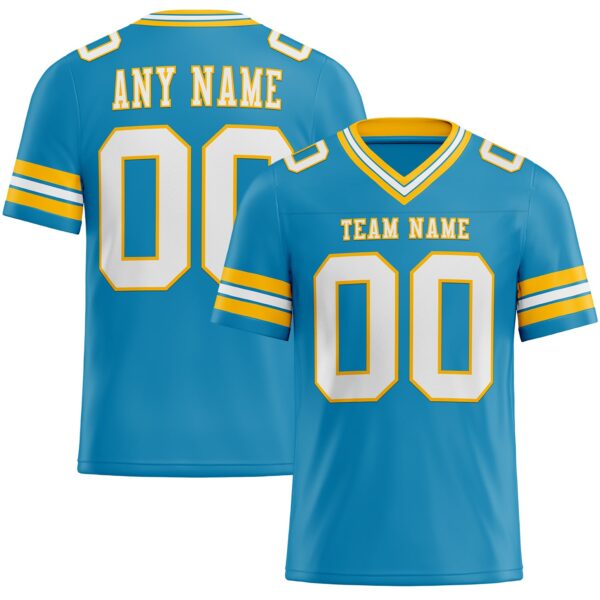 Custom Panther Blue White-Gold Authentic Football Jersey