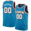 Custom Panther Blue White-Orange Authentic Basketball Jersey
