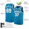 Custom Panther Blue White-Gray Authentic Basketball Jersey