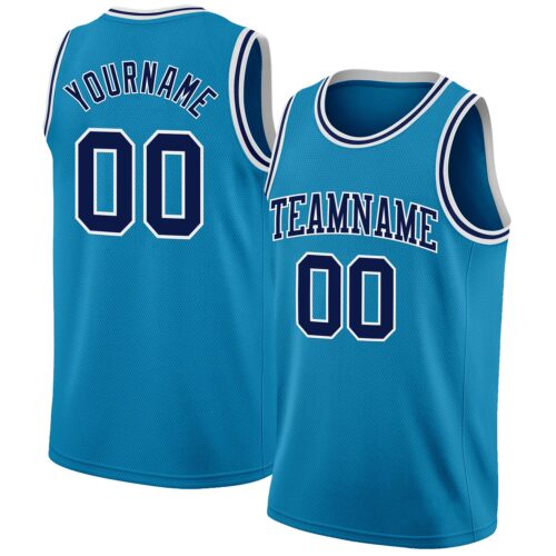 PantherBlue0123 Custom Panther Blue Navy-White Authentic Basketball Jersey