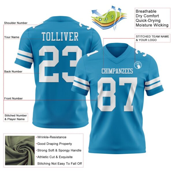 Custom Panther Blue White Authentic Football Jersey