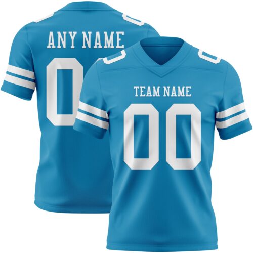 Custom Panther Blue White Authentic Football Jersey