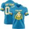 PantherBlue0126-1 Custom Panther Blue White-Yellow Authentic Football Jersey