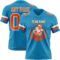 PantherBlue0127-1 Custom Panther Blue Orange-White Authentic Football Jersey